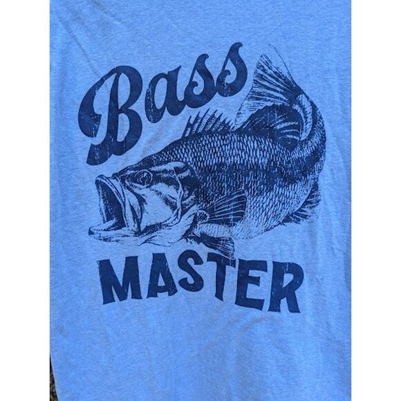 CRAZY DOG T-SHIRT:  mens size small fishing graphic lake river "Bass Master" - Picture 2 of 4